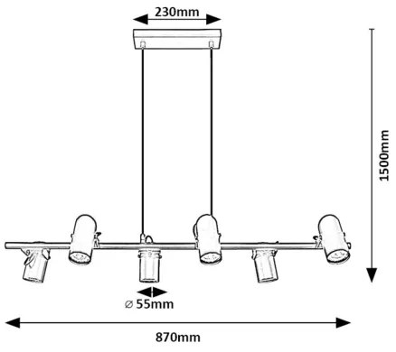 Rabalux 73045 - Lampadario a sospensione con filo MAXIMILIAN 6xGU10/25W/230V