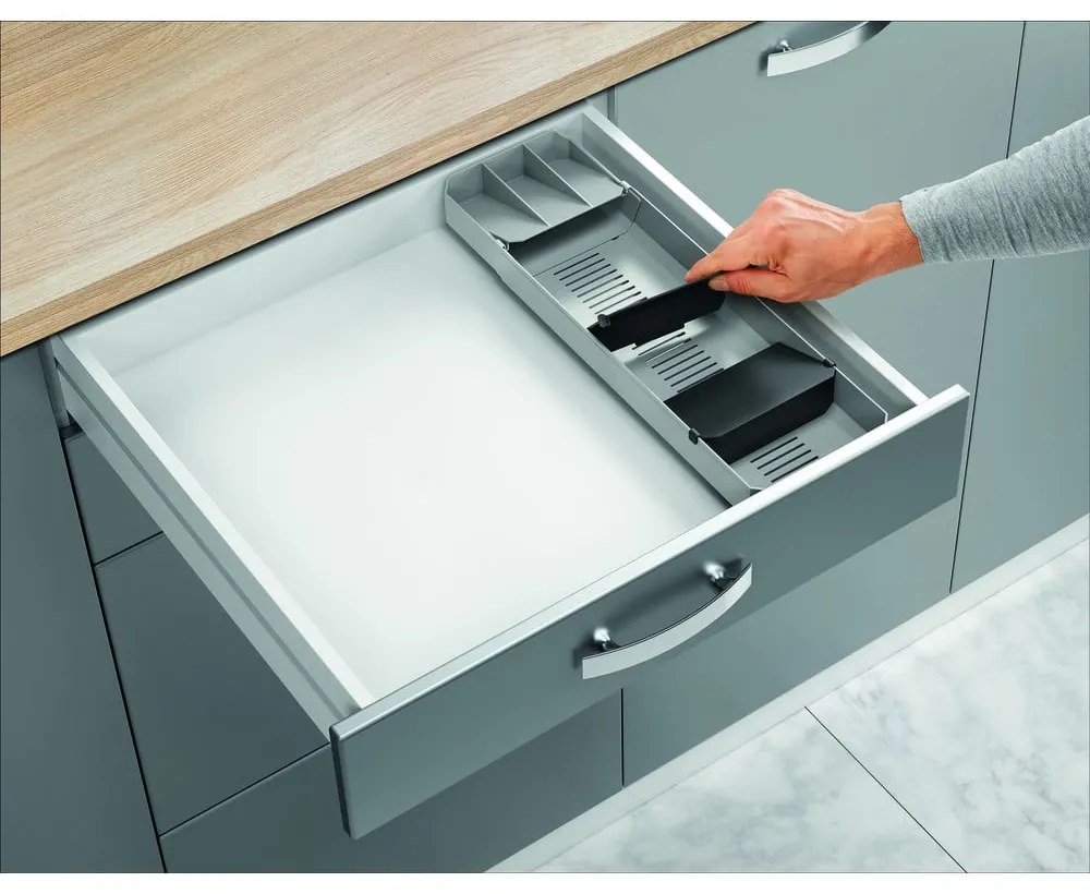 Credenza in plastica grigia per cassetto 15 x 49 cm - Metaltex