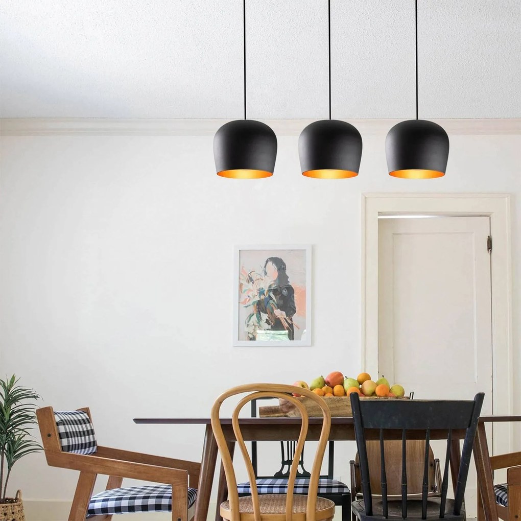 Opviq Lampada a sospensione Berceste N-1410 nero metallo a 3 luci lineare