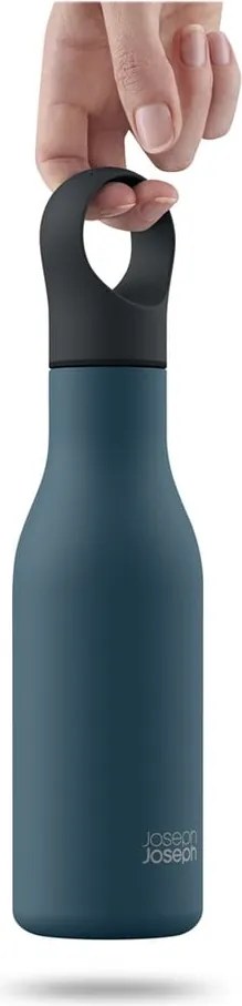 Bottiglia da viaggio in acciaio inox blu scuro 500 ml Loop - Joseph Joseph