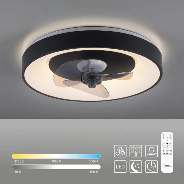 JUST LIGHT. 14644-18 -Plafoniera LED con ventilatore VENIKA LED/36W/230V+RC