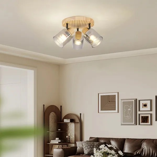 Brilagi - Faretto HYGGE 3xE14/15W/230V legno di gomma/fumé