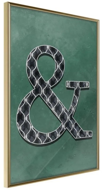 Poster  Ampersand on Green Background  Cornice Quadri Cornice d'oro, Larghezza x Altezza Home decor 20x30