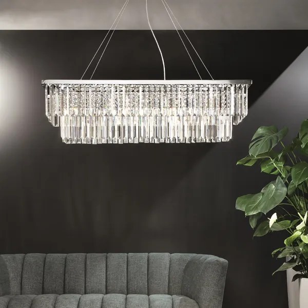 Lampadario sospensione DAIQUIRI a 8 Luci in metallo 100 cm con decorazioni in cristallo