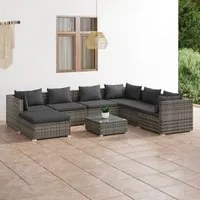 Set Divani da Giardino 8 pz con Cuscini in Polyrattan Grigio 3101853