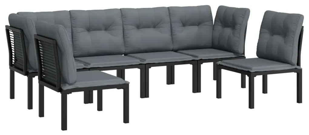 Set Salotto da Giardino 6 pz in Polyrattan Nero e Grigio