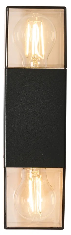 Lampada da parete per esterni nera con paralume fumé 2 luci IP44 - Denmark