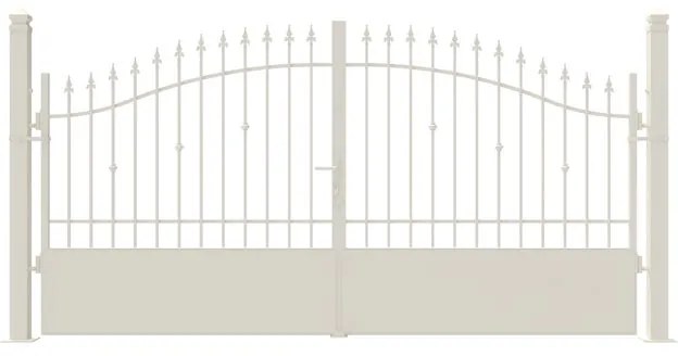 Cancello manuale battente Civetta in ferro, apertura centrale, L 358.5, H 150-180 cm, di colore bianco