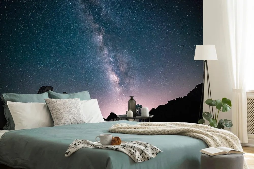 Carta da parati – Cielo stellato sopra le rocce