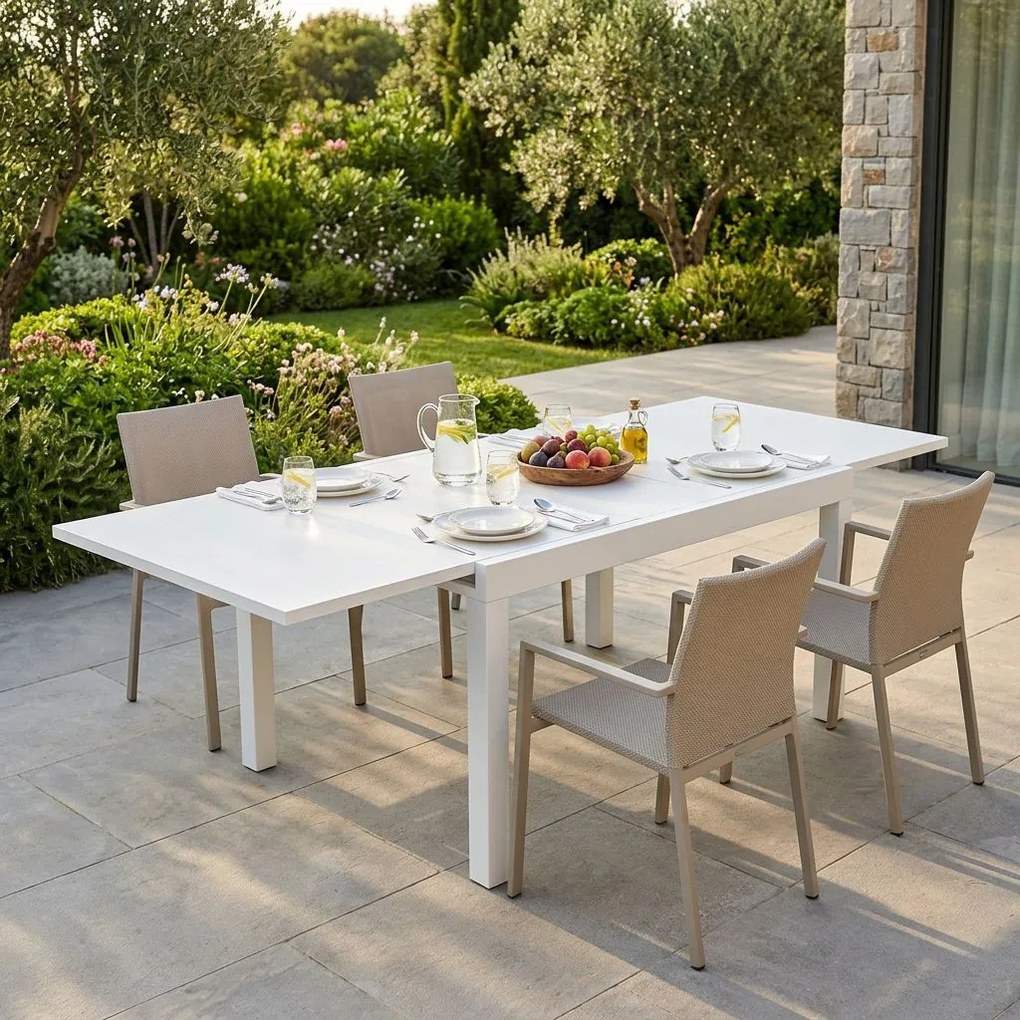 JERRI - tavolo da giardino in alluminio 90 X 90/180