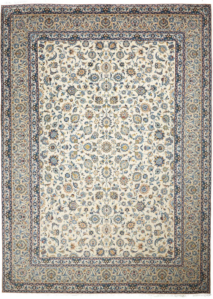 Kashan Tappeto persiano 410x300 Beige (Iran) Annodato A Mano