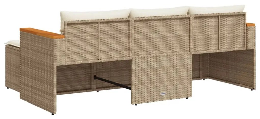 Set divano da giardino 3 pz con cuscini beige in polyrattan