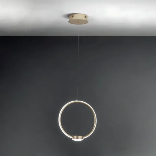 Lampada a sospensione Led OMEGA in metallo verniciato Oro D32 cm