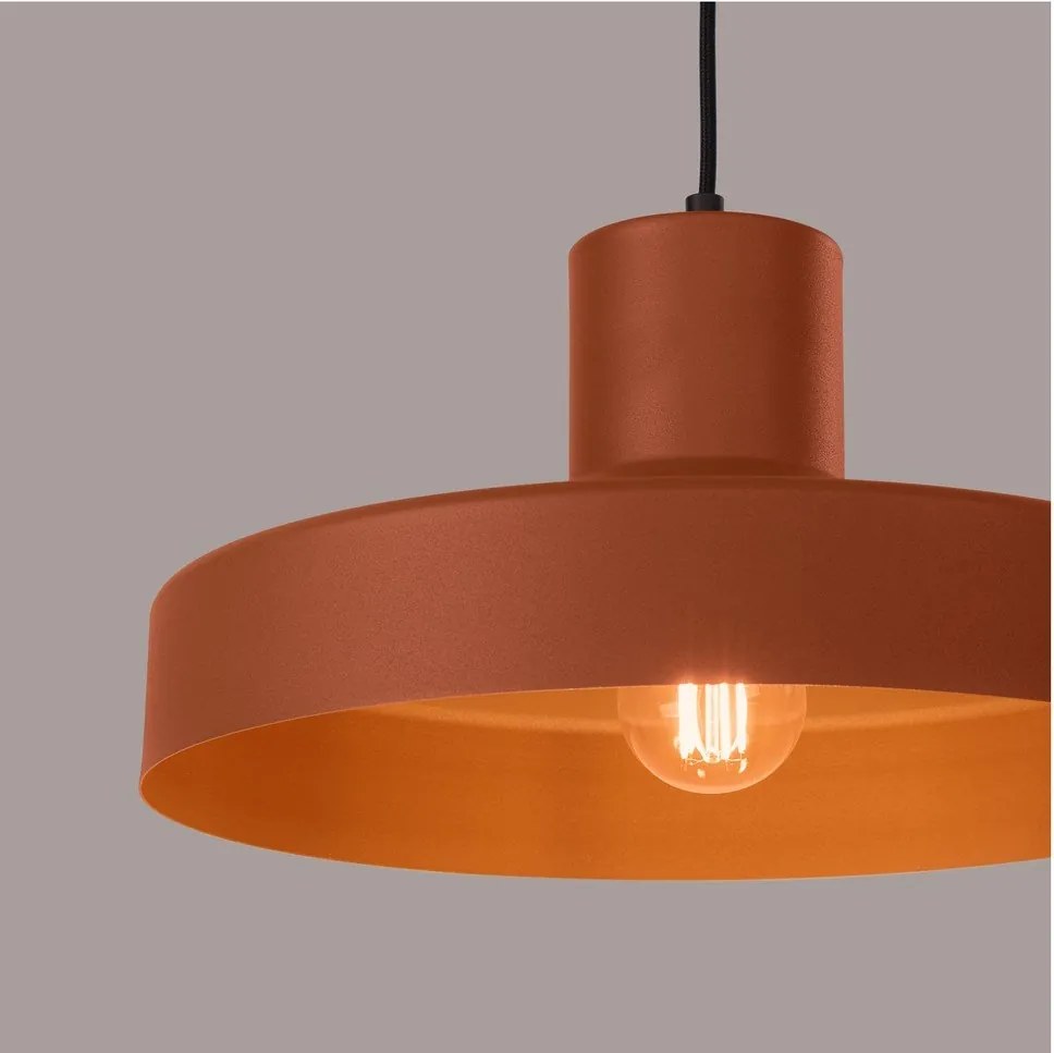 Lampadario arancione con paralume in metallo Vito – Sollux