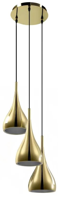 Lampadario 3 abat-jour L. 36 x H. 138 cm in Metallo dorato brillante - OSARA