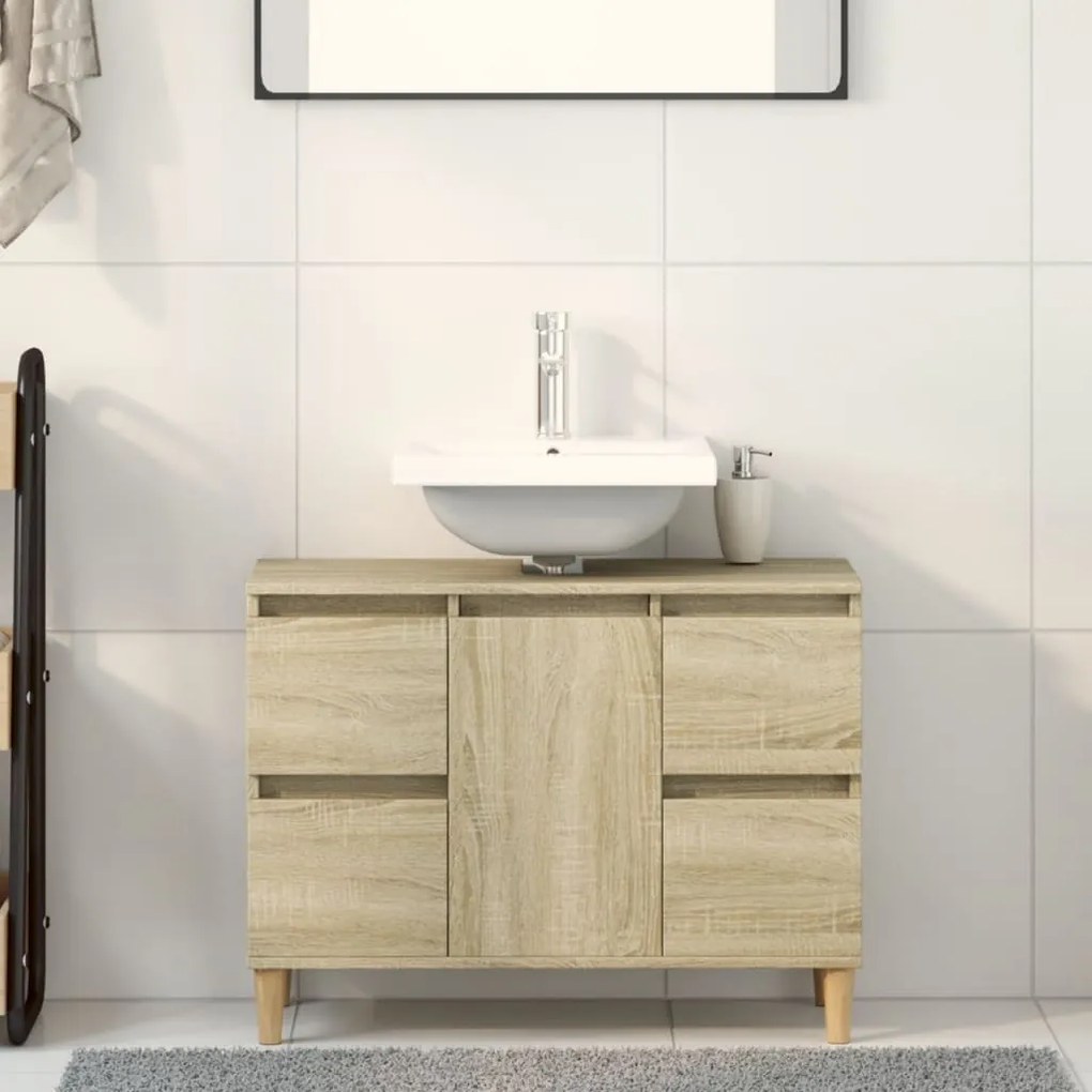 Mobile lavabo rovere sonoma 80x33x60 cm in legno multistrato