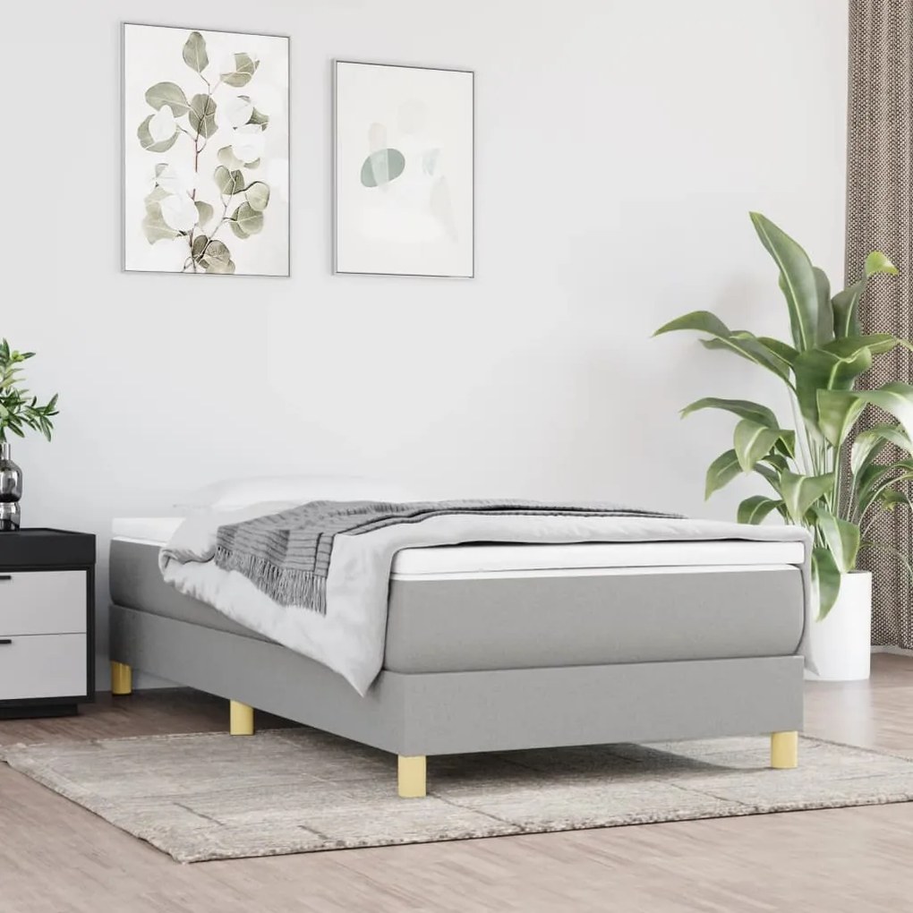 Giroletto a molle grigio chiaro 100x200 cm in tessuto