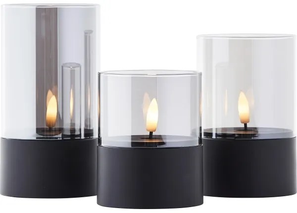 Brilliant - Set di 3 candele LED BOUGIE LED/2xAA IP44 nero/fumé