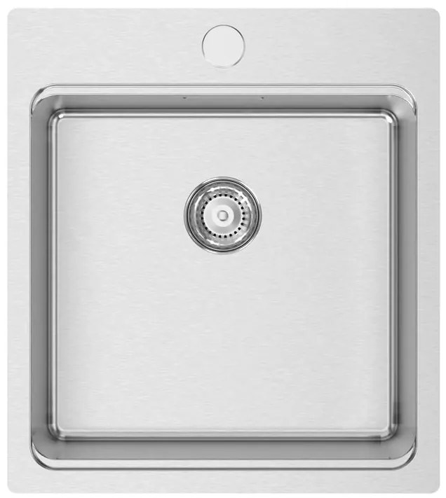Lavello semincasso 1 vasca in inox argento RODI Una 46 L 50.5 x L 45 x P 20 cm