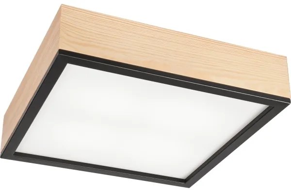 Plafoniera NATURAL SQUARE 4xE27/15W/230V 39x39 cm pino/nero