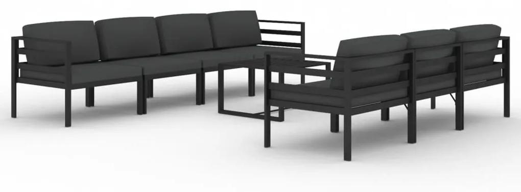 Set divani da giardino 8 pz con cuscini in alluminio antracite