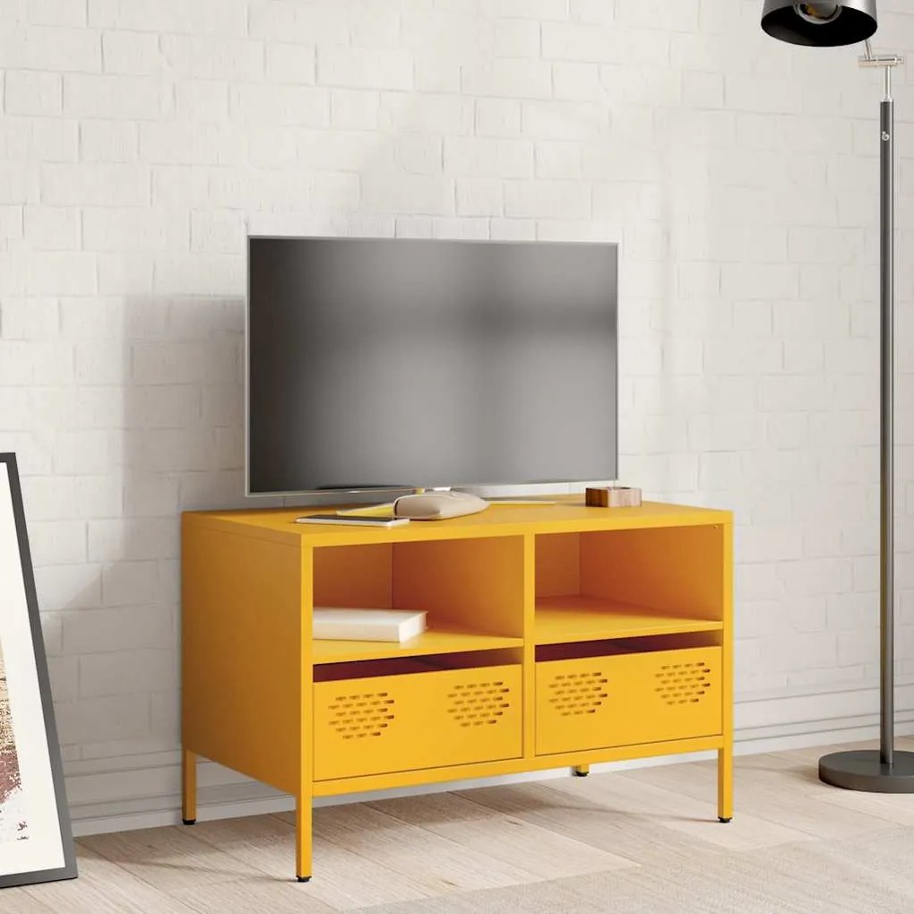 Mobile tv giallo senape 68x39x43,5cm acciaio laminato a freddo