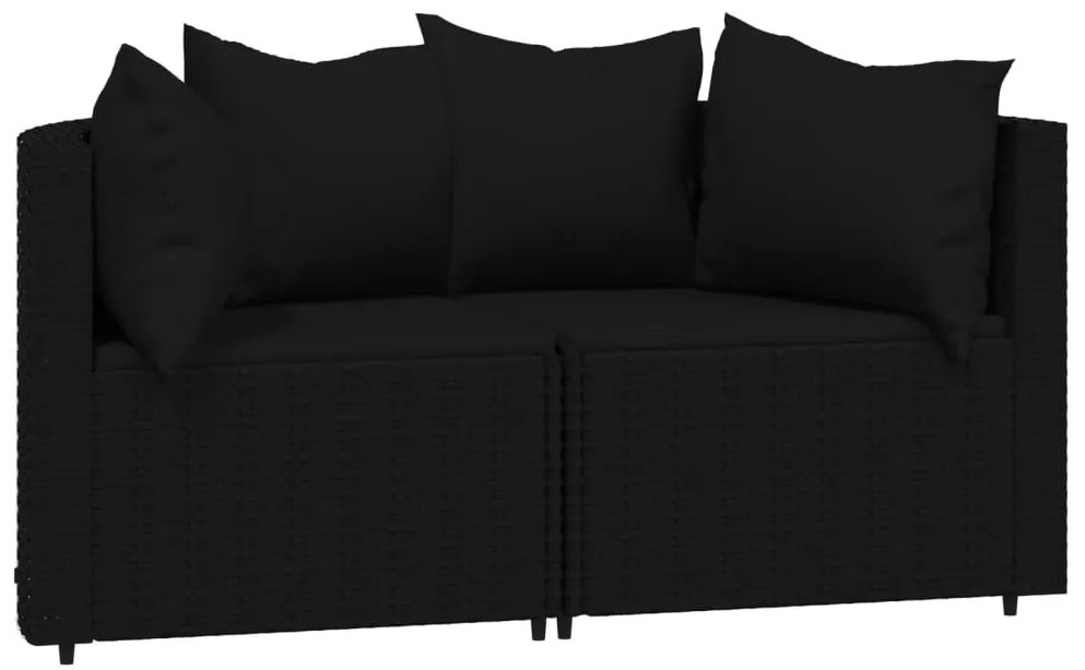 Divani angolari da giardino con cuscini 2pz in polyrattan nero