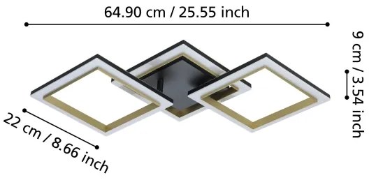 Eglo 901222 - Plafoniera LED dimmerabile CALLIERA LED/20W/230V nero/oro