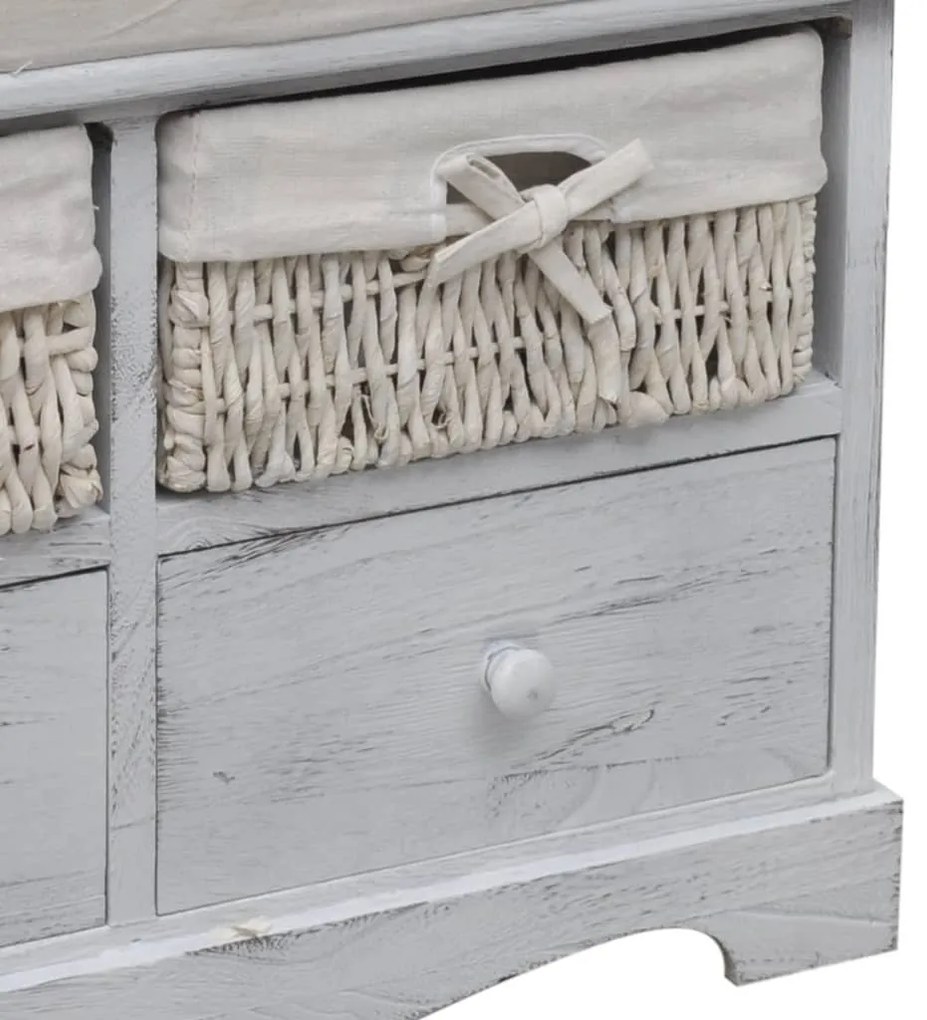 Cassapanca bianca 62x33x42 cm in legno di paulownia