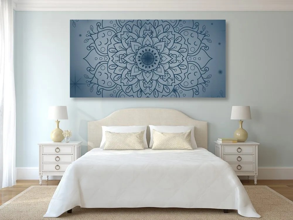Quadro su tela – Fiore blu scuro di Mandala
