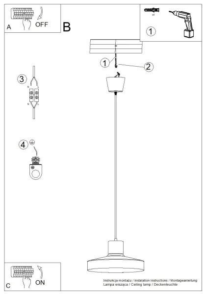 Sollux SL.1702 - Lampadario a sospensione con filo BILO 1xE27/15W/230V diametro 35 cm bianco