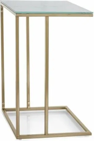 Tavolino Symphony G in vetro bianco e metallo oro – 40x30x61 cm