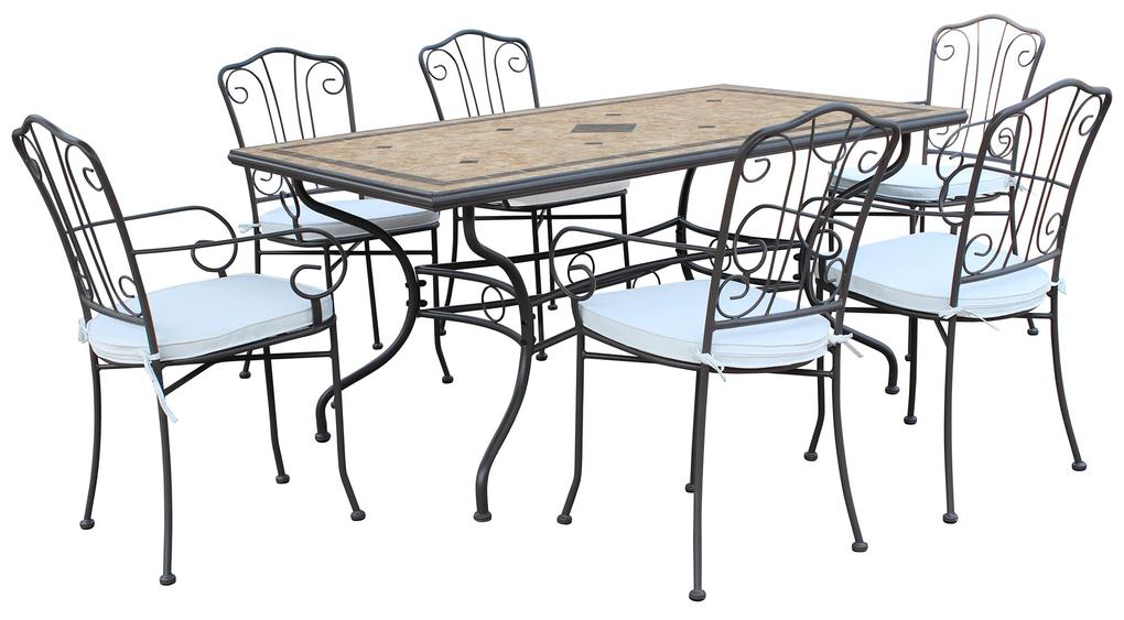 VENTUS - set tavolo in cm 160 x 90 x 74 h con 6 poltrone Ventus