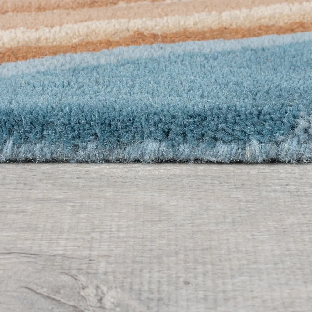Tappeto blu in lana tessuto a mano 160x230 cm Abstract Flow - Flair Rugs