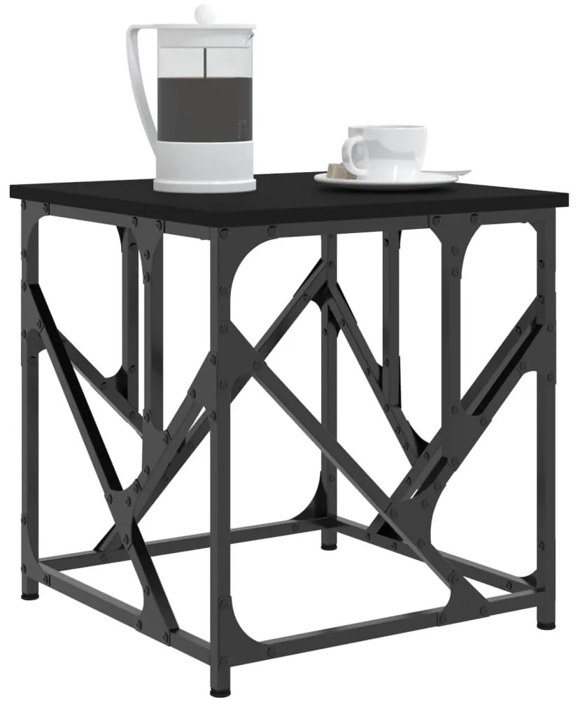 Tavolino da salotto nero 45x45x47,5 cm in legno multistrato
