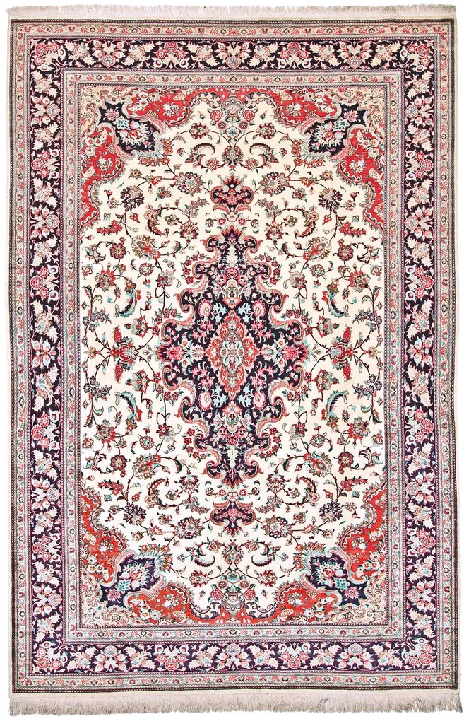 Ghom Tappeto 300x200 Beige (Iran) Annodato A Mano
