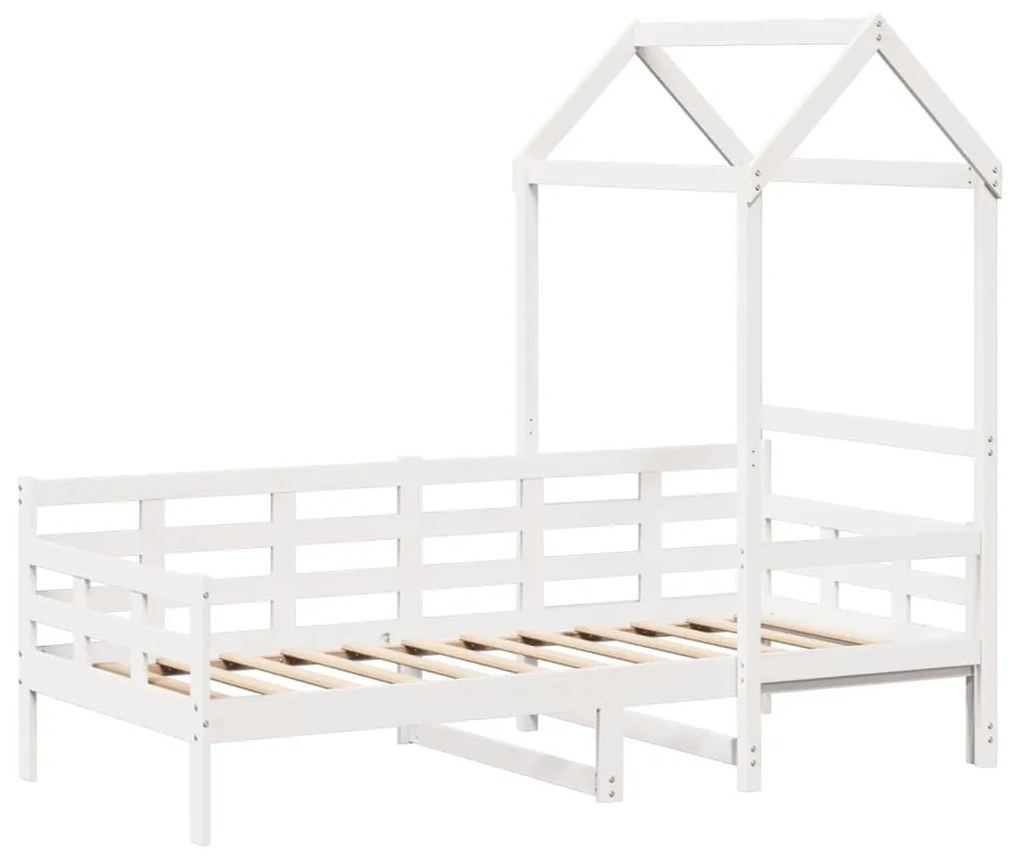 Dormeuse con tetto 90x190 cm bianco in legno massello di pino