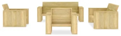 Set Divani da Giardino 5 pz in Legno di Pino Impregnato