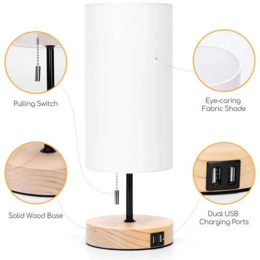 Aigostar - Lampada da tavolo con porta USB 1xE27/40W/230V beige