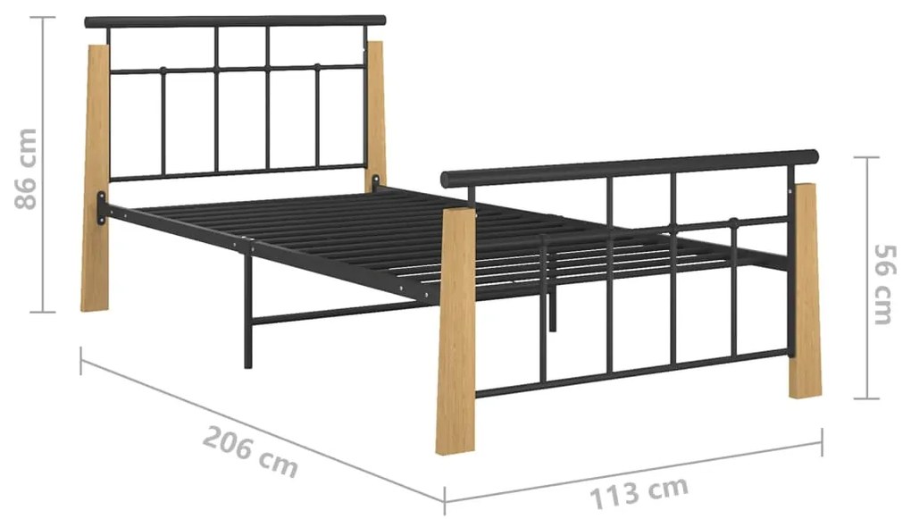 Giroletto in Metallo e Legno Massello di Rovere 100x200 cm