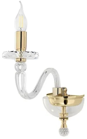 Applique 16 cm BACH senza paralume in vetro trasparente 1 Luce Oro