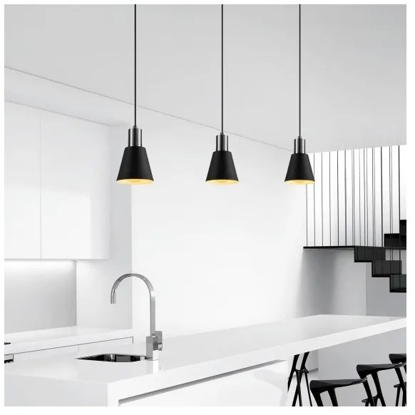 Lampadario su filo KEM 1xE27/40W/230V nero