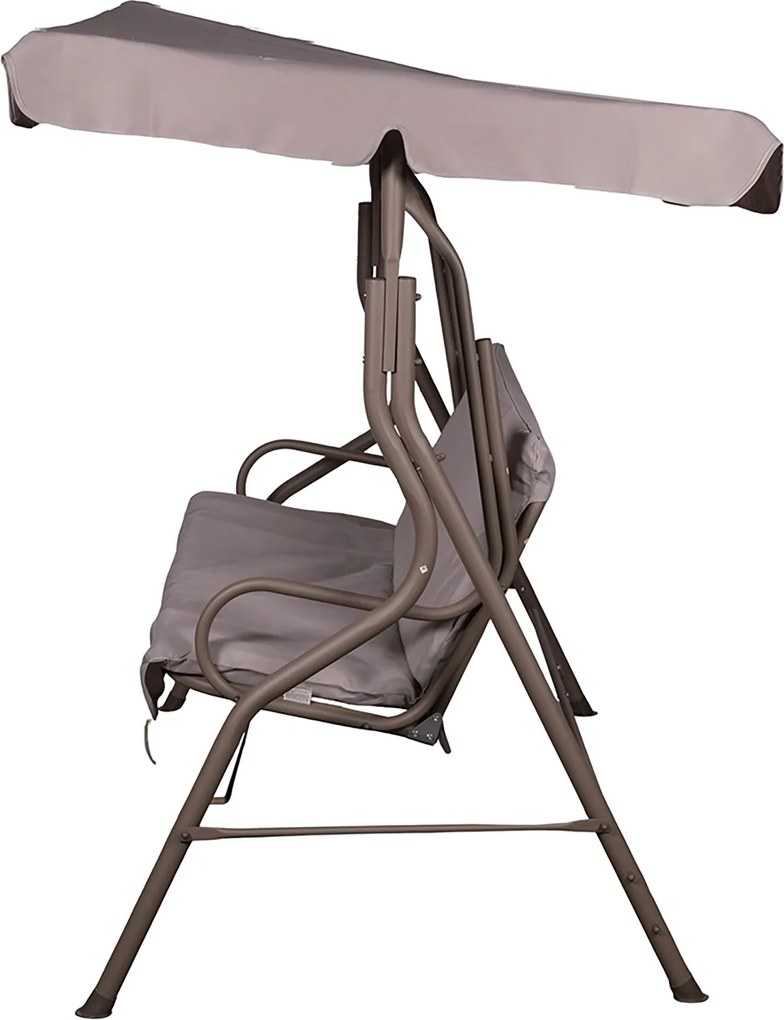 Dondolo da Giardino 3 Posti 170x110x160 cm con Tetto Parasole in Acciaio e Poliestere Tortora...