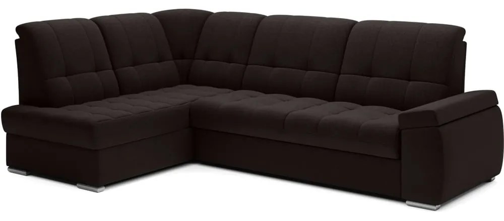Divano angolare marrone allungabile/con contenitore (con penisola a sinistra/a L) Sado – ELTAP