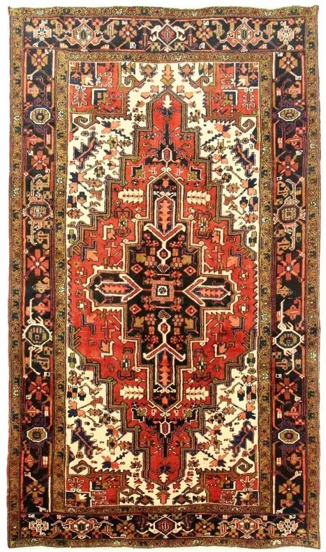 Heriz Tappeto 340x190 Rosso (Iran) Annodato A Mano