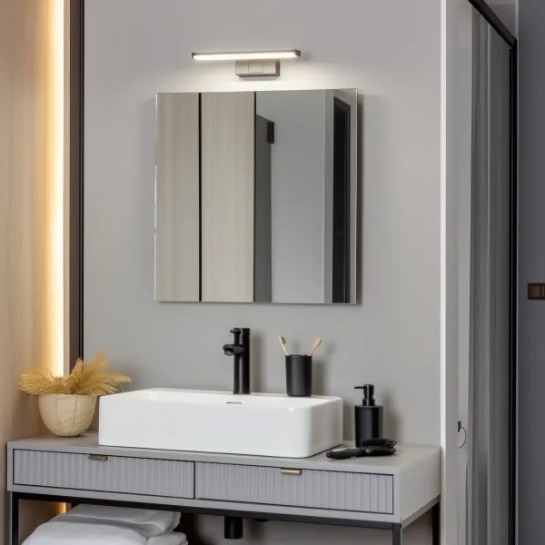 Brilagi - Specchio da bagno con luce LED VESTRA, 6 W/230 V, 30 cm, IP44, nero