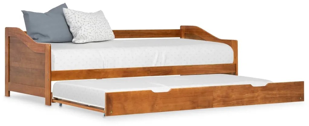 Divano Letto a Scomparsa Marrone Miele Legno di Pino 90x200 cm