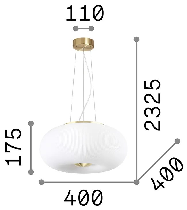 Sospensione Moderna Arizona Vetro Bianco 3 Luci Gx53 9W 3000K Luce Calda