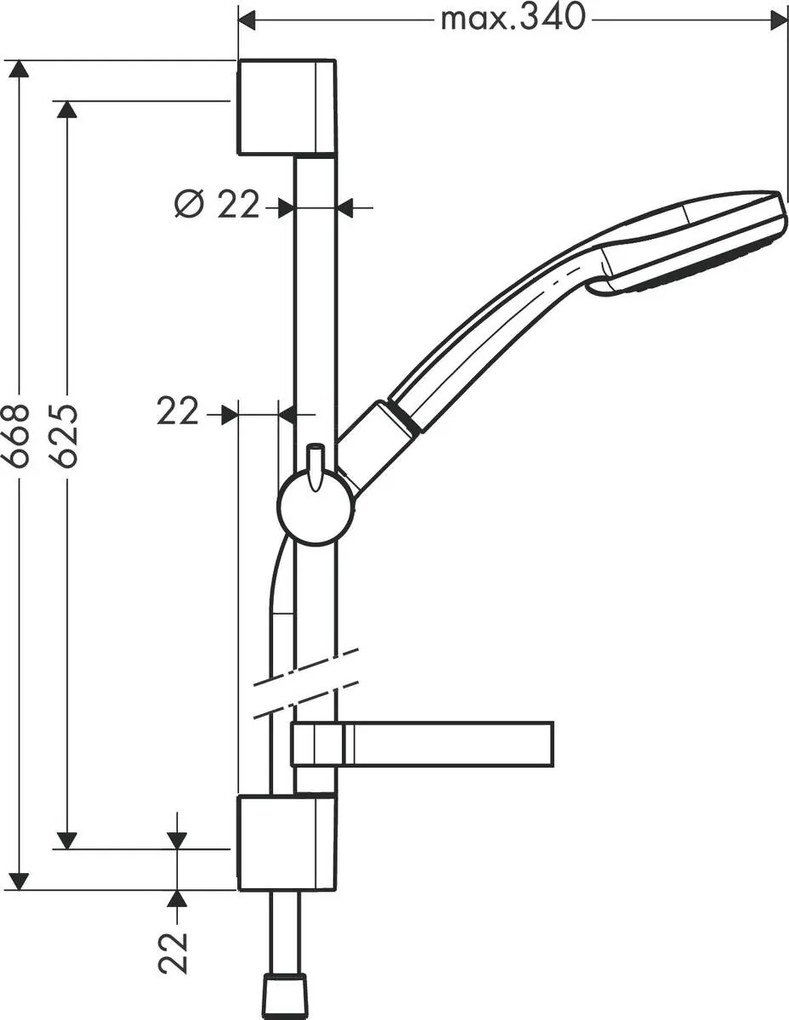 Asta vasca doccia 65 cm Vario con portasapone Hansgrohe Croma 100