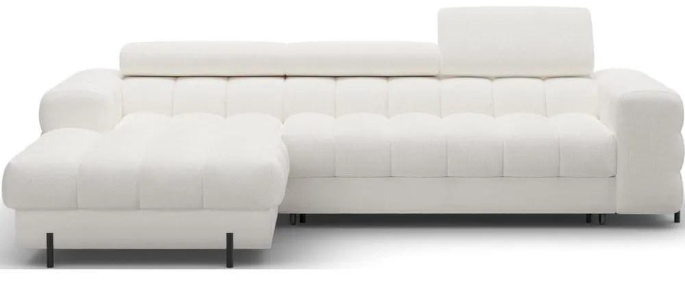 Divano angolare color crema allungabile/con contenitore (con penisola a sinistra/con chaise lounge) con rivestimento in bouclé Felro – ELTAP